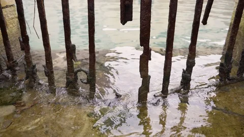 Image of salty water rusting old gate, Venice, Italy. Video stock 107535408