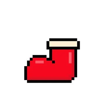 Image of santa pixel boots. Vector illustration for cross stitch and crochet  Stock Illustration