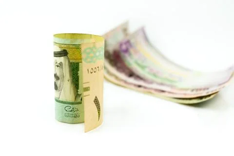 Image of saudi riyal banknotes in SR1 Stock Photos