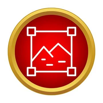 Image scaling tool icon in red gold circle Ilustração Stock