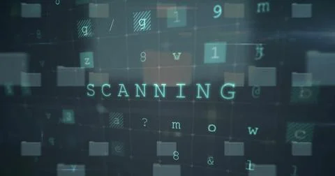 Image of scanning text and data processing over computer circuit board 写真素材