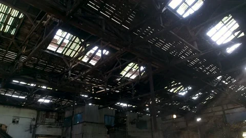 Image of a scenic abandoned warehouse Stock Footage 148995209