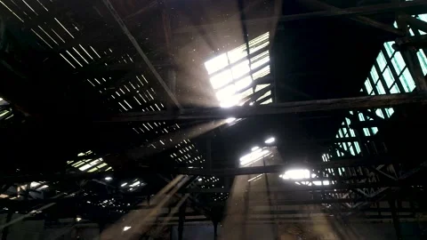 Image of a scenic abandoned warehouse Stock Footage 148995265
