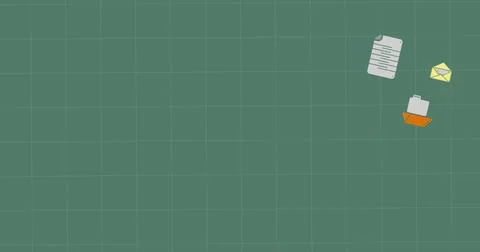 Image of school and learning icons on green background Stock Illustration