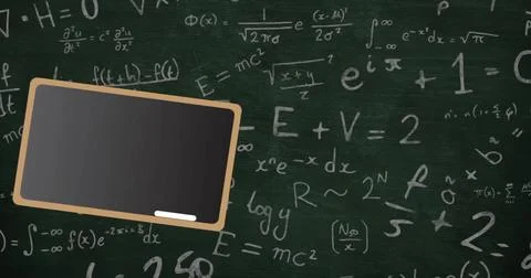 Image of school board icon over mathematical equations Stock Illustration