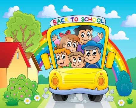 Image with school bus theme - illustration. Stock Illustration