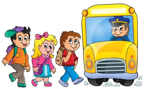 Image with school bus topic - illustration. Stock Illustration