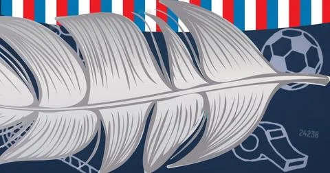 Image of school icons over feather Ilustração Stock