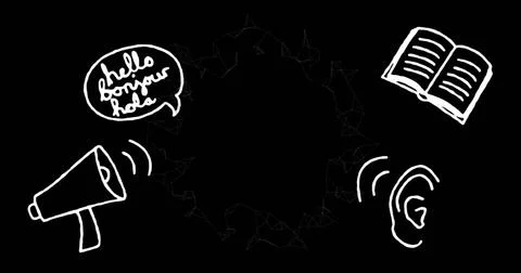 Image of school items over black background Ilustração Stock