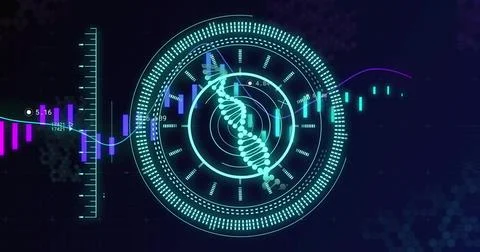 Image of science data processing over diagrams Stock Illustration