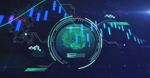 Image of science data processing over diagrams Stock Illustration