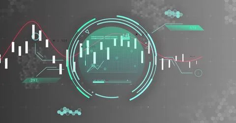 Image of science data processing over diagrams 스톡 일러스트
