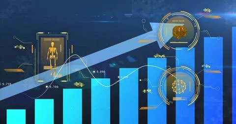 Image of science data processing over diagrams Stock Illustration