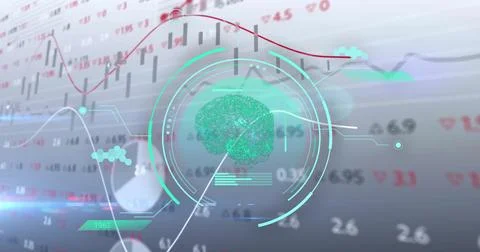 Image of science data processing over diagrams イラスト素材