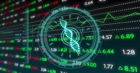 Image of science data processing over diagrams Stock Illustration