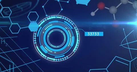 Image of science data processing over dark background Stock Illustration