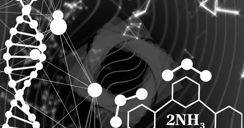 Image of science data processing over dark background 스톡 일러스트