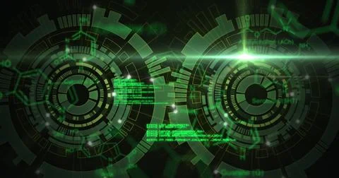 Image of science data processing over dark background Illustrazione stock