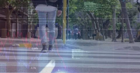 Image of science data processing over street Stock Photos