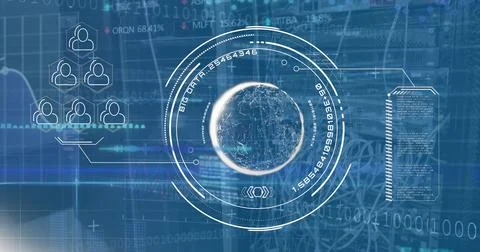 Image of scientific data processing and binary coding Stock Photos