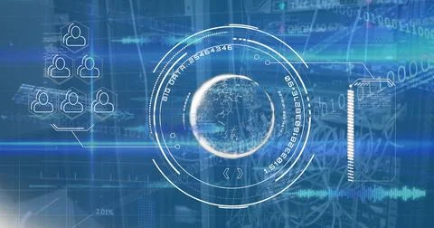 Image of scientific data processing and binary coding Stock Photos