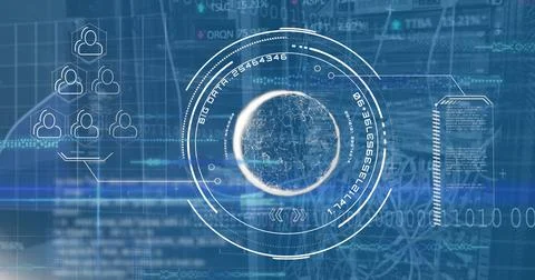 Image of scientific data processing and binary coding Stock Photos