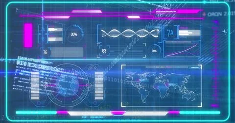 Image of scientific data processing and binary coding 스톡 사진