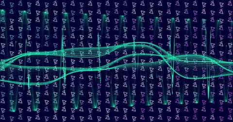 Image of scientific data processing and connections over dark background Foto stock