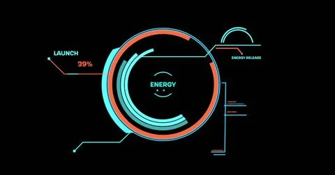 Image of scientific data processing on black background Illustrazione stock
