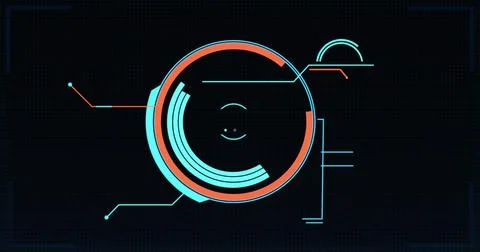 Image of scientific data processing on black background 库存插图