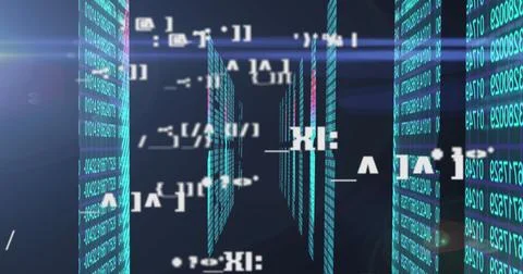 Image of scientific data processing on black background 스톡 사진