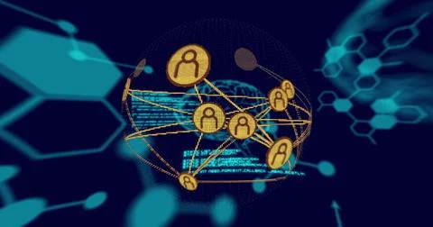 Image of scientific data processing, brains and connections over dark background Stock Photos