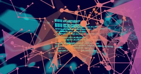 Image of scientific data processing, human brains and connections over dark Stock Photos
