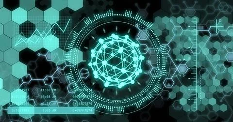 Image of scientific data processing over scope scanning Stock Illustration
