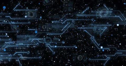 Image of scientific data processing over dna strand Illustrazione stock