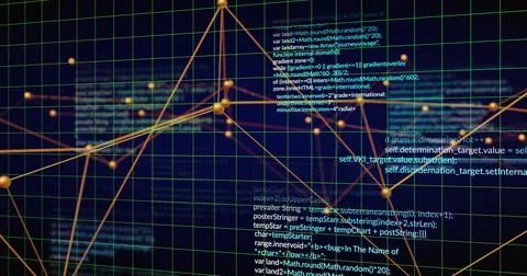 Image of scientific data processing over network of connections Stock Illustration