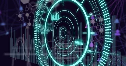 Image of scientific data processing over network of connections 스톡 일러스트