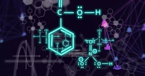 Image of scientific data processing over network of connections Stock Illustration