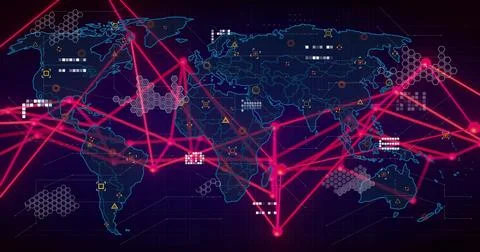 Image of scientific data processing over dark background 스톡 일러스트