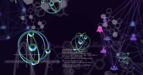 Image of scientific data processing over dark background Stock Illustration