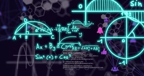 Image of scientific data processing over dark background Stock Illustration