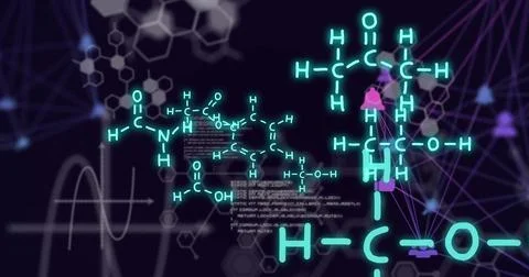 Image of scientific data processing over dark background Stock Illustration