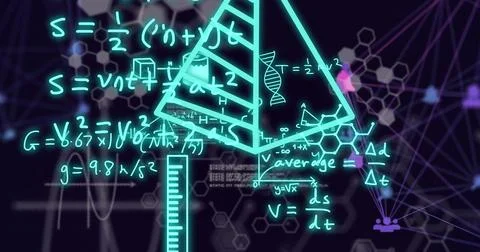 Image of scientific data processing over network of connections Stock Illustration