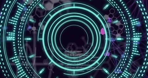 Image of scientific data processing over network of connections Stock Illustration