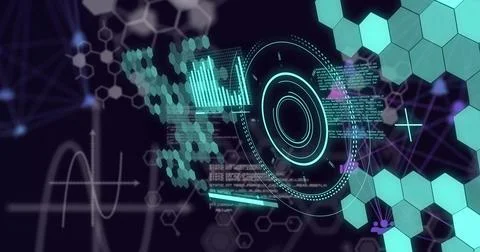 Image of scientific data processing over network of connections Stock Illustration