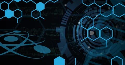 Image of scientific data processing over scope scanning Stock Illustration