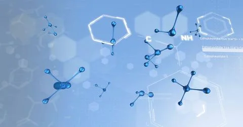 Image of scientific data processing over molecules 스톡 일러스트