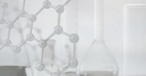 Image of scientific data processing over beakers in laboratory Stock Illustration