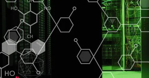 Image of scientific data processing over computer servers Foto stock