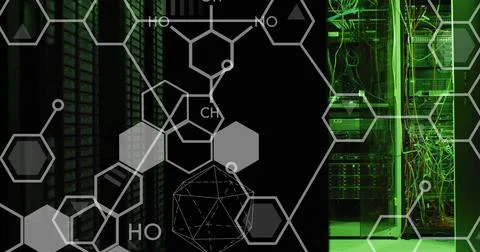 Image of scientific data processing over computer servers 스톡 사진